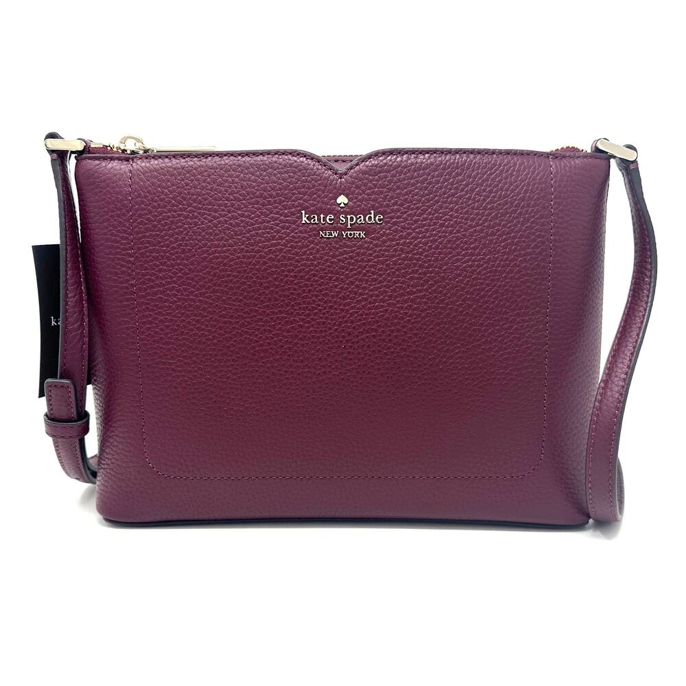 Kate Spade Harlow Crossbody Purse Deep Berry Purple Leather WKR00058